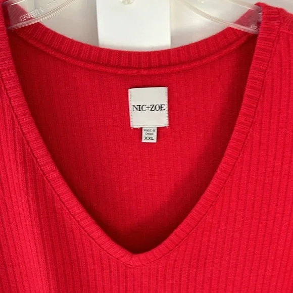 NIC + ZOE Women’s Cozy Rib Twist Top Cherry Red Size XXL - Picture 2 of 5